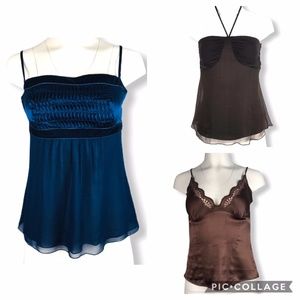 3 Silk Bebe Cami & Halter Top Lot Size Small